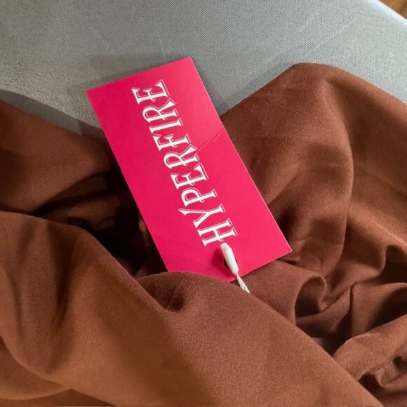 Chocolate Brown Off Shoulder Bubble Hem Mini Dress Size Large Y2K Coquette NWT - Picture 5 of 11